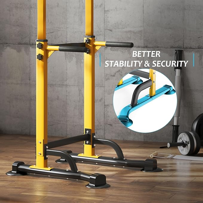 DlandHome Power Tower Pull Up Dip Station Multi-Function Fitness Equipment for Strength Training Adjustable Height Dip Stand for Home Gym