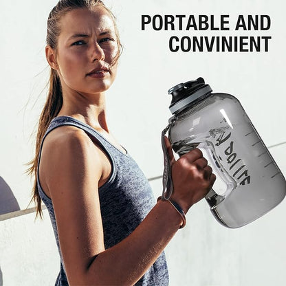 1 Gallon Water Bottle with Chug lid, BPA Free Dishwasher Safe 128oz Large Water Bottle with Motivational Time Marker and Handle Leak-proof Big Water Jug for Camping Sports Workouts (chug lid)