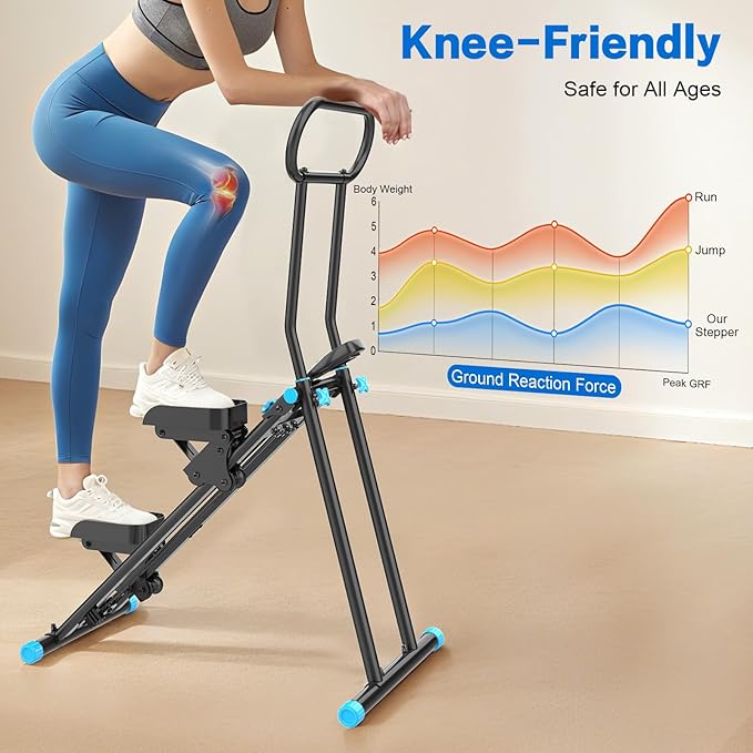 HXD-ERGO Stair Stepper for Home, New Version 6 Adjustable Resistance Vertical Climber Cardio Exercise Machine, Folding Stair Climber for Full Body Workout with Adjustable Handlebar