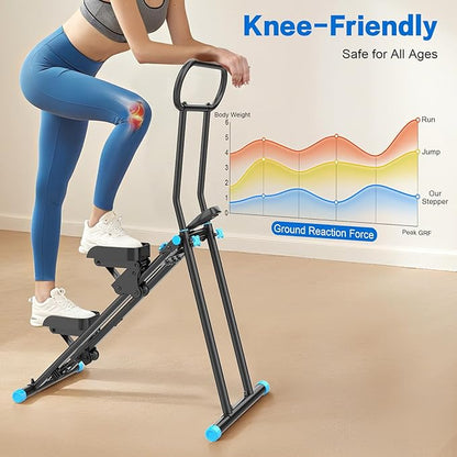HXD-ERGO Stair Stepper for Home, New Version 6 Adjustable Resistance Vertical Climber Cardio Exercise Machine, Folding Stair Climber for Full Body Workout with Adjustable Handlebar