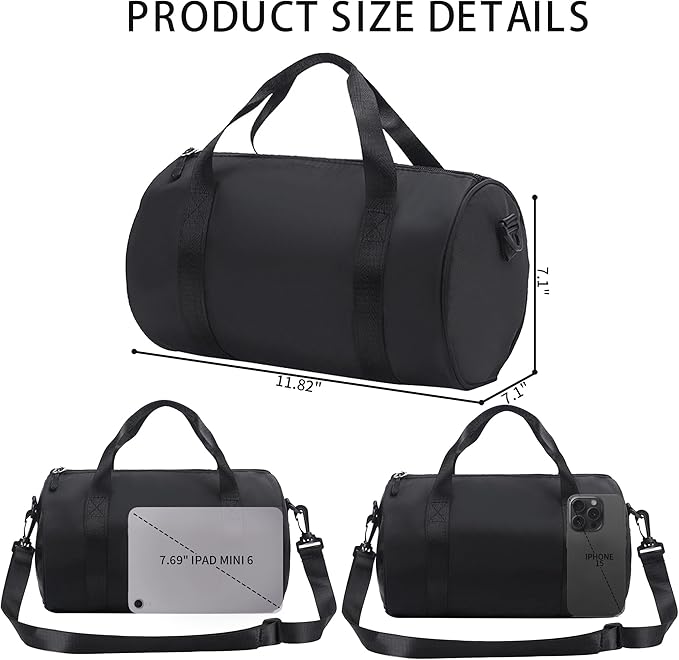 Mini Gym Bag for Women Small Duffle Bag Mini Gym Tote Bag Sport Bag for Yoga Swimming Dance (Black)