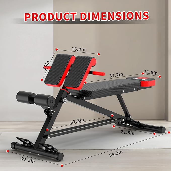 K KiNGKANG Adjustable Weight Bench,Multi-Functional Roman Chair for Full All-in-One Body Workout Hyper Back Extension and Sit up