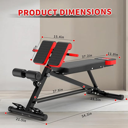 K KiNGKANG Adjustable Weight Bench,Multi-Functional Roman Chair for Full All-in-One Body Workout Hyper Back Extension and Sit up