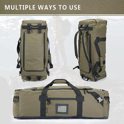105l Large Duffel Bag For Travel, Gym & Sports - Water Repellent Polyester, Hidden Straps, Shoe Compartment - Perfect Luggage Duffle Bag Or Backpack For Men & Women