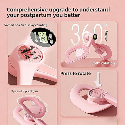 Pelvic Floor Exercise Devices, 360°Adjustable Pelvic Floor Muscle Trainer with Led Display, Leg Straps, Kegel Trainer for Postpartum Rehabilitation, Home Fitness Equipment for Hip, Leg, Arm