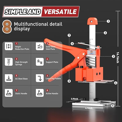 Labor Saving Arm Jack Handle 2 Pack, Construction Jack, Wall Tile Locator, Multi Function Height Adjustment Lifting Device, Door Panel Lifting Cabinet, Raised 10 in, Pair Dynamic Load 400 LB