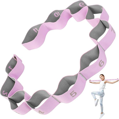 Stretching Strap with 11 Loops, Stretch Out Straps for Physical Therapy, Yoga, Pilates, Ballet, Versatile Stretch Out Strap for Flexibility, Dance & Home Workouts, Full Body Stretching