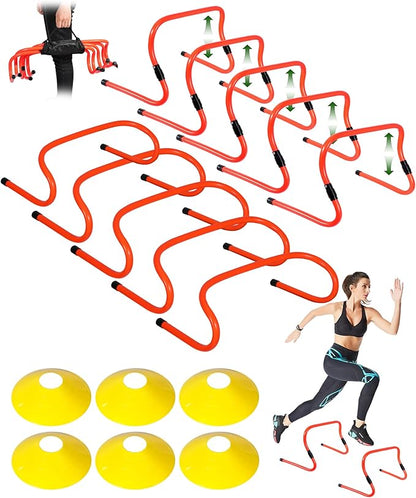 Lineslife Adjustable Agility Hurdles,4 Height Speed Training Hurdles, Portable Speed Training Equipment with Carry Bag for for Athletes,Kids,Soccer,Basketball
