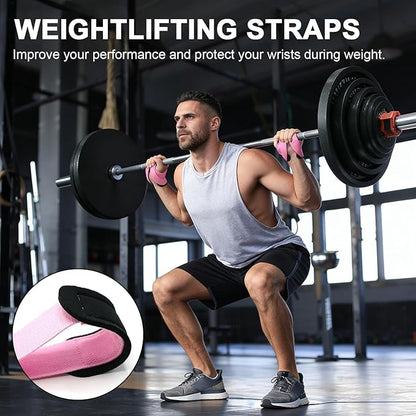 Weight Lifting Straps Anti-Slip Padded Wrist Wraps - Heavy Duty Gym Wrist Support for Deadlift Powerlifting Strength Training - Universal Fit for Men Women