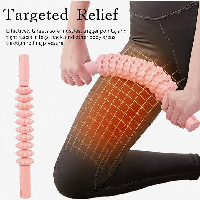 Muscle Roller Stick, 10 Rollers, 180-Degree Bendable Design, Fascia Massage Tool for Legs and Back Recovery