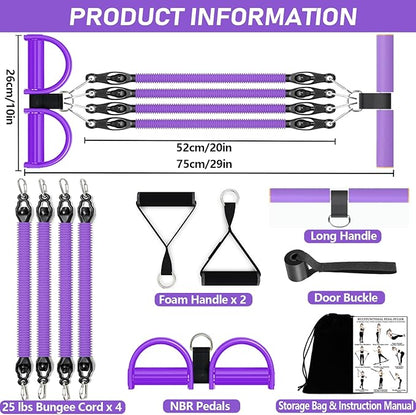 Upgrade Foot Pedal Resistance Band, 100lbs Adjustable 4 Tube Pedal Ankle Puller Resistance Band with Handle, Multifunction Home Gym Equipment, Stirrup Puller for Men Women for Full Body Workout