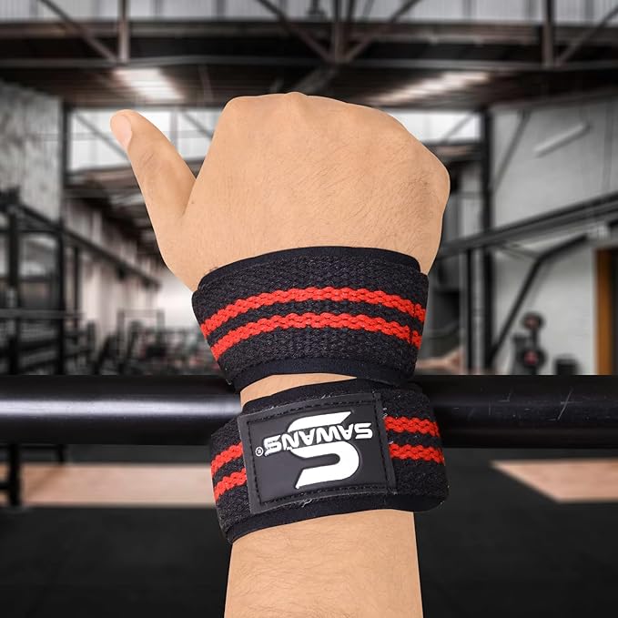 SAWANS Lifting Straps Padded Grip Figure 8 Wrist Straps Weight Heavy Duty Double Loop Bodybuilding Training Gym Straps Hand Bar Non Slip Deadlift Support Strong Cuffs Powerlifting