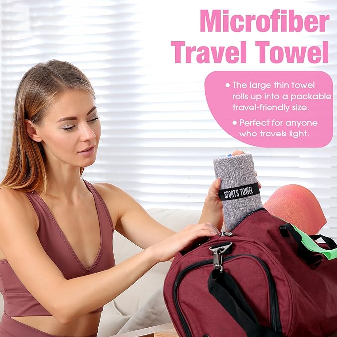 Peryiter 8 Pack Microfiber Quick Dry Gym Towels, Odor-Free Absorbent Fiber, Fast Drying Working Out Towel for Men & Women Hot Yoga Sweat Sports Exercise Fitness Gear(Bright Color)