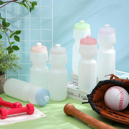 Nitial 24 Pcs Sports Water Bottles Bulk 22 oz Squeeze Reusable Sports Water Bottles Blank Plastic Water Bottles with Pull Top Cap for Adults Sports Fitness Bike, Dishwasher Safe