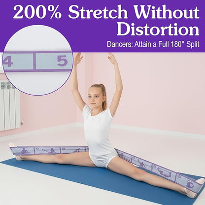 Stretch Strap for Girls Elastic Gymnastics Stretching Ballet Dance Band with 8 Loops, Adjustable Exercise Training Resistance Strap Band for Girls Stuff Pilates Latin Yoga Equipment