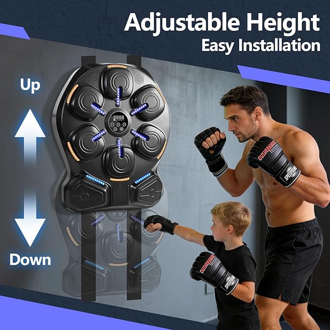 Smart Music Boxing Machine with LED Lights & Bluetooth Speaker – Interactive Punching Bag for Fitness, Rhythm Training & Stress Relief – Home Gym Equipment for Adults and Child with 8 Hitting Points