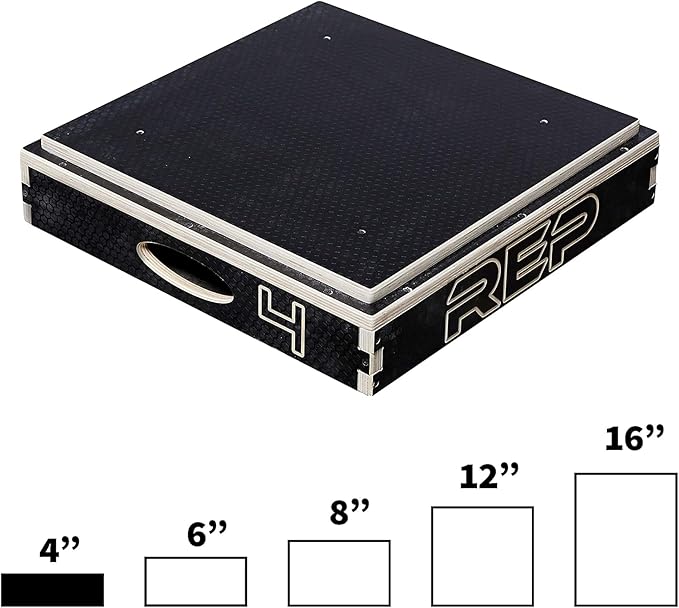 Rep Wooden Plyo Box | Stackable Jump Platforms for Home Gym Workouts | Multiple Height Options from 4, 6.8 and 12" Exercise Step Up Boxes for CrossFit & Plyometric Training | Durable Fitness Equipment
