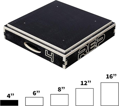 Rep Wooden Plyo Box | Stackable Jump Platforms for Home Gym Workouts | Multiple Height Options from 4, 6.8 and 12" Exercise Step Up Boxes for CrossFit & Plyometric Training | Durable Fitness Equipment