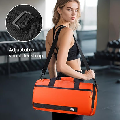 C&F BOGMOST Small Gym Bag for Women & Men,Small Lightweight Duffel Bag Carry On Bags Mini Duffel Travel Bag Waterproof Sports Bags for Workout/Sport/Travel, Red,with Shoes Compartment