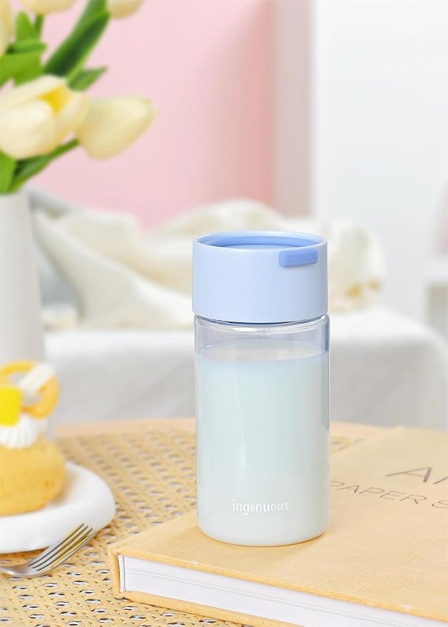 9 oz Tritan Colored Water Bottle,Infuser Small Water Bottle,Lightweight,Resuable,Leak Proof,Wide Opening,Cute and Clear(Light Blue)