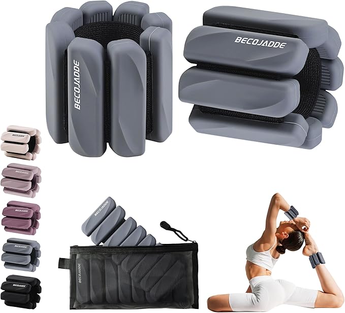 Ankle Weights Set of 2 (1 lb/2 lb Each) for Women Men Adjustable Wrist Bracelet for Home Gym Weighted Bangles Wristbands Leg Arm Weights for Walking Swimming Running Pilates Yoga Gym