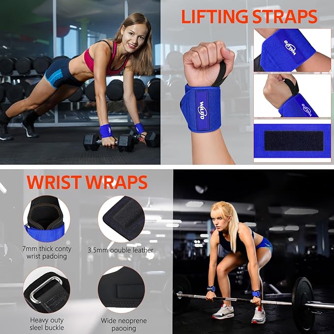 WALITO Barbell Squat Pad Set for Women, 10 Pcs Hip Thrust Gym Equipment with Exercise Handles, Wrist Wraps, Lifting Straps, Booty Band & Jump Rope, Portable Cable Machine Attachments
