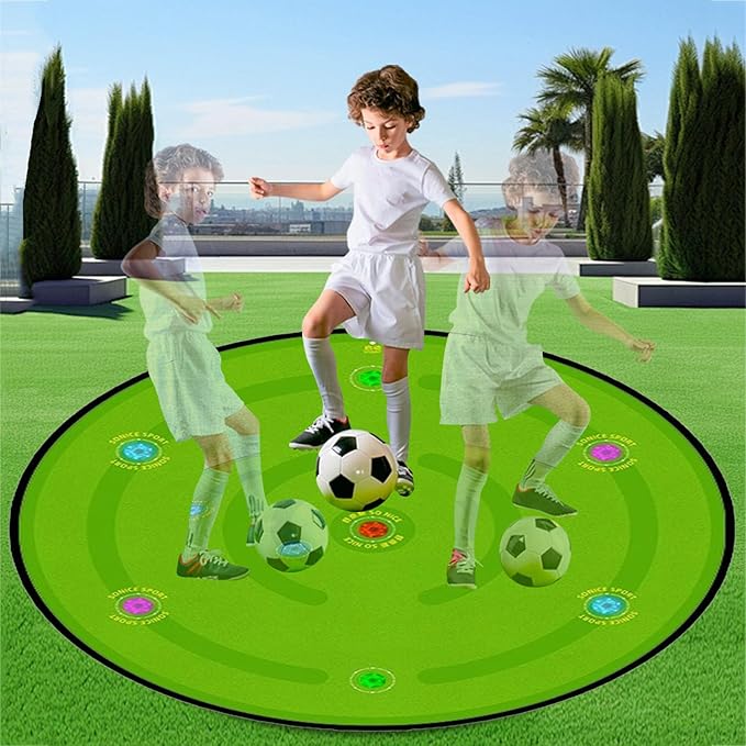 Smart Soccer Training Mat with 7 Lights, 2 in 1 Football Footstep Training Mat Improve Strength Agility Coordination, Indoor Outdoor Football Assist Carpet with 7 Modes for Kids Adults Fitness
