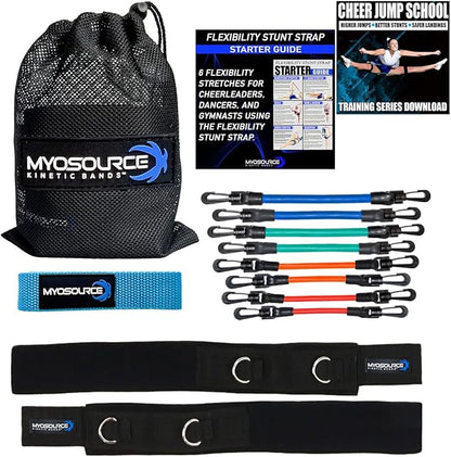 Cheer Kinetic Bands – Leg Resistance Bands for Cheerleaders | Improve Flexibility, Jumps, Stunts & Tumbling | 4-Level Resistance System with 12 Stunt Strap Colors + Digital Training Downloads