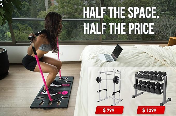 BodyBoss Home Gym 2.0 - Full Portable Gym Home Workout Package, Includes a Set of Resistance Bands (2) - Collapsible Resistance Bar, Handles + More- Full Body Workouts for Home, Travel or Outside