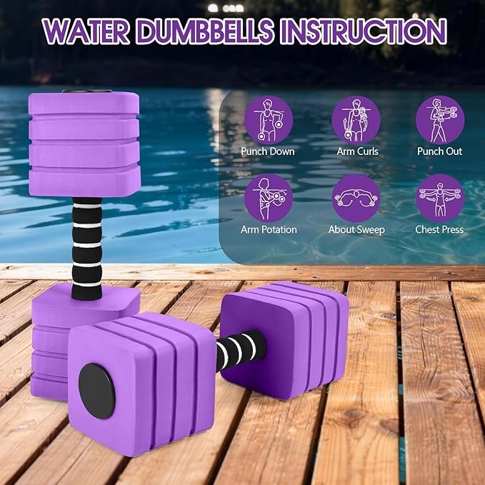 Aquatic Exercise Dumbbells, 2PCS Foam Water Weights, Aerobic Exercise Fitness Equipment Dumbbell, Dumbbells Set for Water Aerobics Weight Loss, Pool Fitness, Underwater Exercise