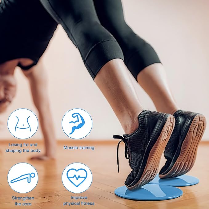 Upgrade Sport Core Sliders for Working Out - Dual Sided Glide Discs for Full Body Workout on Carpet or Hardwood Floor - Fitness & Home Exercise Equipment for Athletes