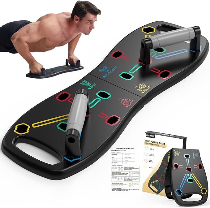 HOTWAVE Portable Workout Equipment with 20 Gym Accessories.Push Up Board &Plank,Resistance Band with Ab Roller Wheel,Exercise at Home For Men and Women