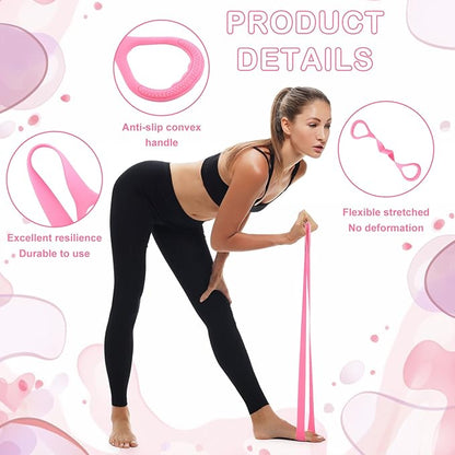 Figure 8 Fitness Resistance Bands, 4-Pack TPE Workout Bands for Women, Arm Back Shoulder Toner for Home Gym, Yoga, Physical Therapy - Strength Training & Stretching Elastic Ropes