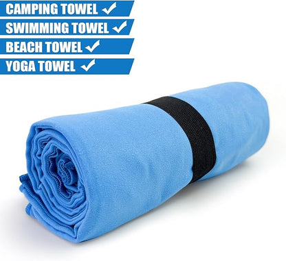 Beach Towel XL Size Microfiber Quick Dry Swimming Pool Camping Travel Body Hot Yoga Mat Towels (Blue, 1 Pack XL)