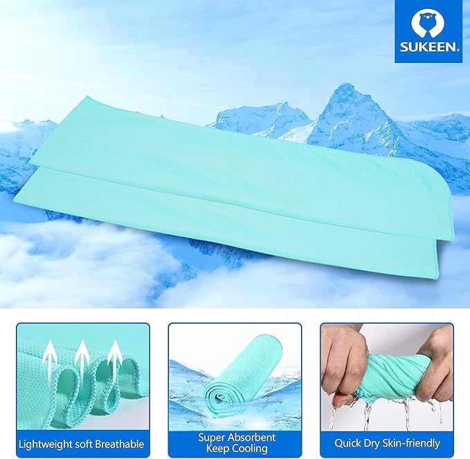 Sukeen Cooling Towels for Neck and Face (40"x12"), Soft Breathable Cooling Towel for Hot Weather, Cooling Neck Wraps, Sweat Towel for Gym, Sport, Running, Workout, Camping, Fitness