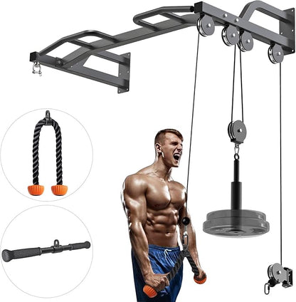 Kipika 48" Ceiling Mounted Pull Up Bar, Heavy Duty Multi-Grip Chin Up Bar,Mounted Pullup Bar, Adjustable Height, Pull Up Bands for Chin Ups & Body Stretching, Ideal for Home Gym and Strength Training