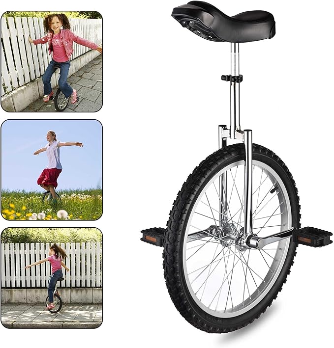 AW 16/18/20/24 Inch Wheel Outdoor Unicycle Adjustable Seat Exercise Bicycle Fit Adults Kids Outdoor Sports Fitness Exercise, for Choice