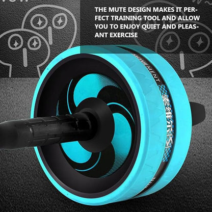 Ab Roller Wheel for Home and Exercise, Blue Silent Fitness Wheel with Knee Pad and Black Jump Rope Set, Core Strength Training Equipment for Abdominal Workout