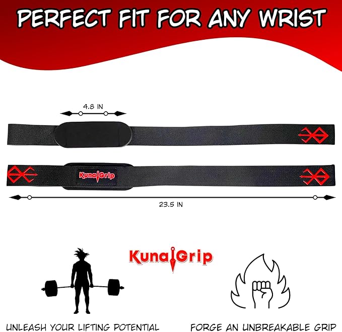 Anime Lifting Straps - Padded Wrist Straps for Weightlifting, Bodybuilding, Gym Workouts, Powerlifting, Deadlifts & Fitness (Soft Cotton 23.5 inch, 1 Pair)