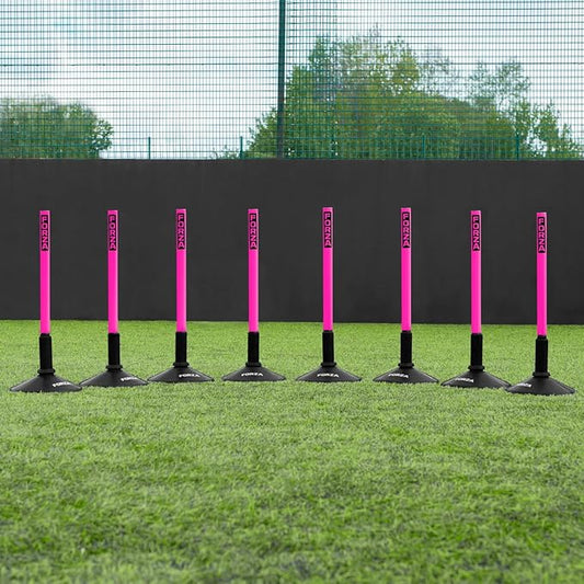 FORZA Slalom Agility Poles | Improve Endurance, Speed & Footwork | Color, Size & Rubber Base Options Available [8 Pack]