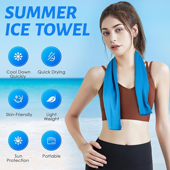 CIVPOWER 4 Pack Cooling Towels (40"x12"): Breathable Cooling Towel for Neck and Face - Microfiber Soft Chilly Towel for Yoga Gym Sport Running Workout Camping Climb