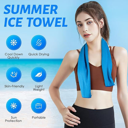 CIVPOWER 4 Pack Cooling Towels (40"x12"): Breathable Cooling Towel for Neck and Face - Microfiber Soft Chilly Towel for Yoga Gym Sport Running Workout Camping Climb