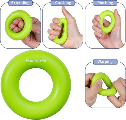 Hand Grip Strengthener, Finger Exerciser, Grip Strength Trainer (6 PCS),New Material,Forearm Grip Workout, Finger Stretcher, Relieve Wrist Pain, Carpal Tunnel, Trigger Finger, Mallet Finger