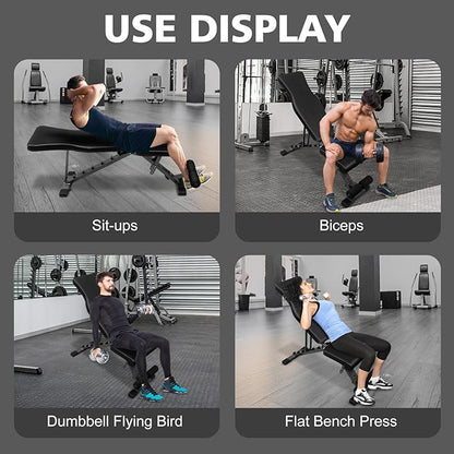 Strength Training Bench, Adjustable Weight Bench for Home Gym Dumbbell Exercise - Folding Sit up Bench for Full Body Workout