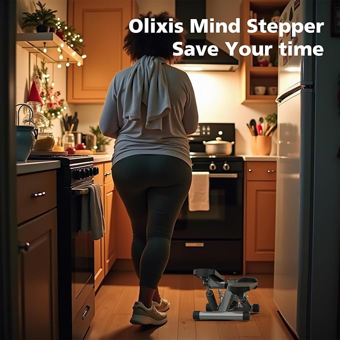OLIXIS Steppers for Exercise at Home Workout Equipment, Mini Stepper Exercise Machine for Senior Citizens, Twist Stepper with Resistance Bands, Cardio Weight Loss Equipment Home Fitness
