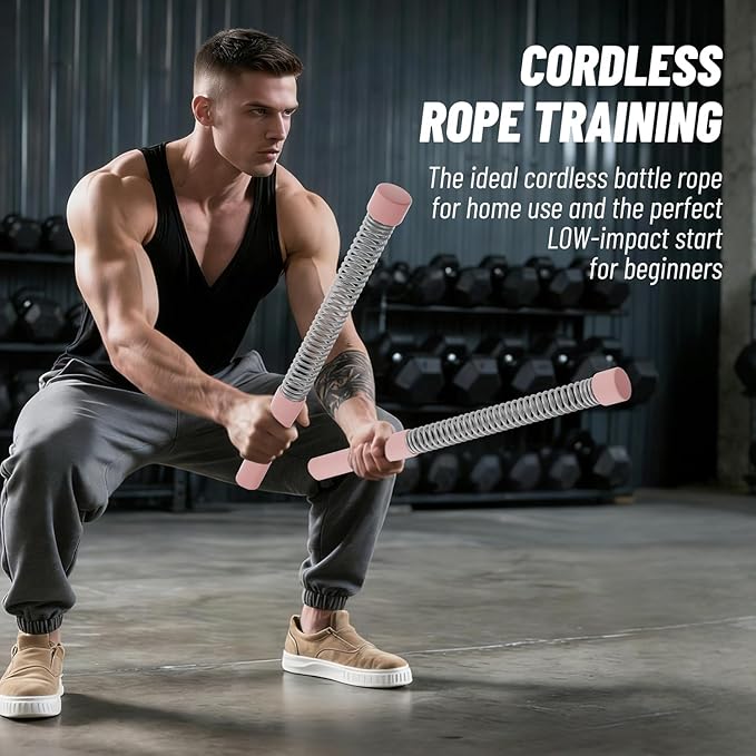 Cordless Ropeless Battle Ropes for Home Gym – Portable Weighted Workout Rope for HIIT, Cardio & Strength Training, Low-Impact Full Body Exercise Equipment for Men & Women