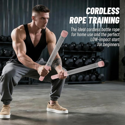 Cordless Ropeless Battle Ropes for Home Gym – Portable Weighted Workout Rope for HIIT, Cardio & Strength Training, Low-Impact Full Body Exercise Equipment for Men & Women
