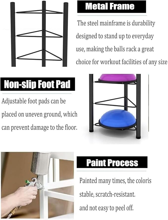 Balance Ball Half Rack, Iron Exercise Balls Holder for Home Gym, Floor Stand Balance Trainer Shelf