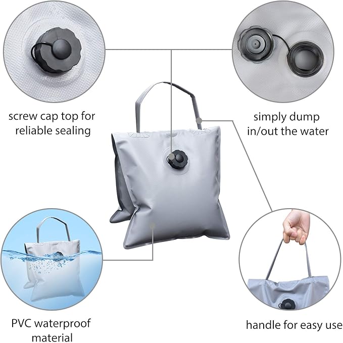 Eurmax USA Saddle Design Water Weight Bag Heavy Duty Water Saddlebag Portable Water Bags Outdoor Weights Photo Video Studio Stand 4-Pack（Grey）
