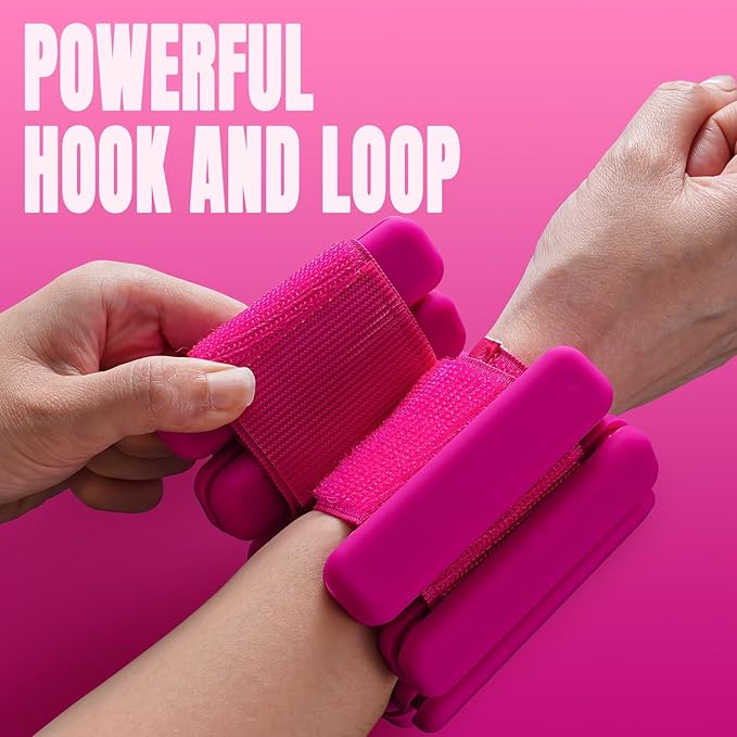 Sportneer Wrist & Ankle Weights for Women Men - 1 Pair (1 lb/2 lb Each) | Adjustable Weighted Bracelet Silicone Bangles for Yoga, Dance, Pilates, Cardio, Aerobics, Gym, Pool Exercises and Jogging